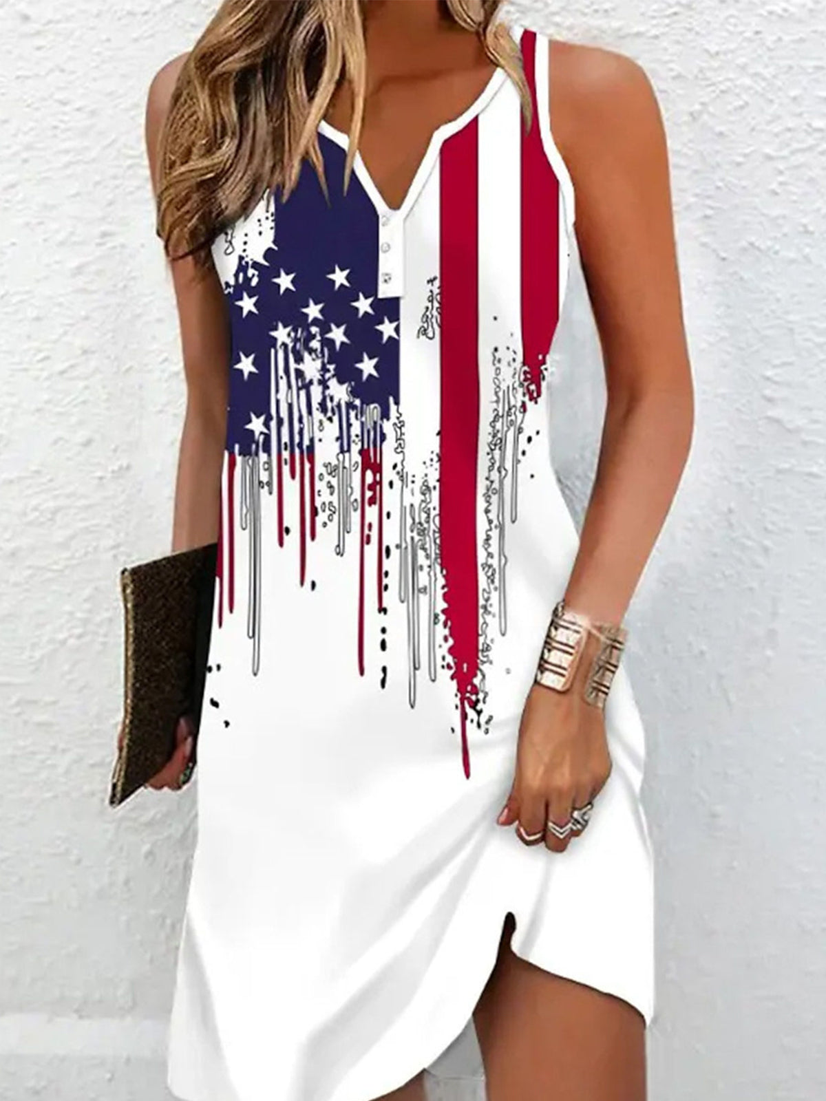 American Flag Sleeveless V Neck Dress – CoreWare