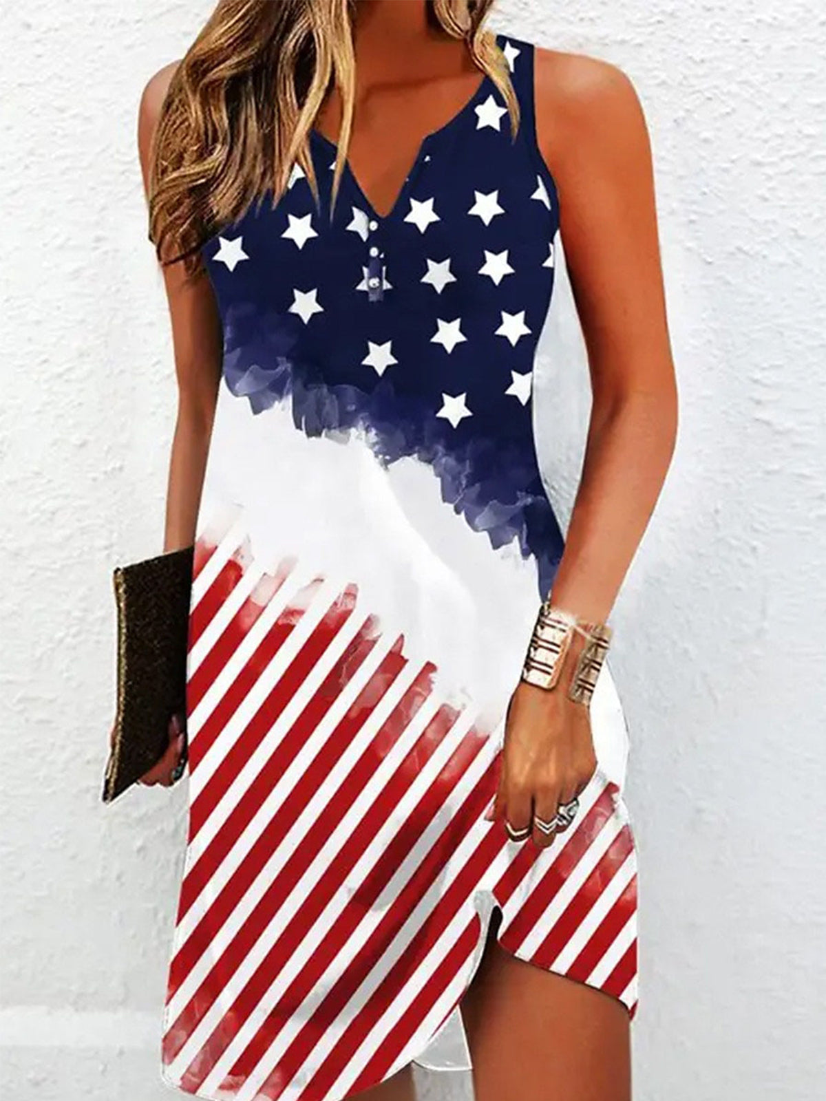 American Flag Sleeveless V Neck Dress – CoreWare